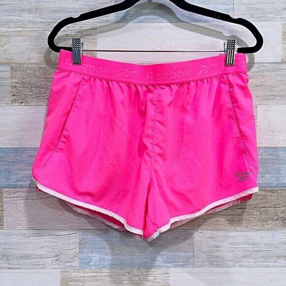 REEBOK 3" Running Shorts Pink White Trim Activewear Womens Medium - Picture 1 of 4